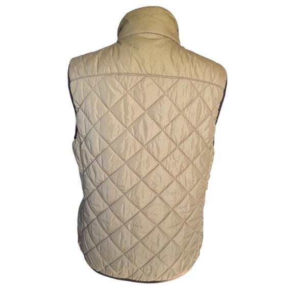 Lands' End PrimaLoft tan sleeveless mock neck fully lined puffy vest small 6-8 - Picture 4 of 12